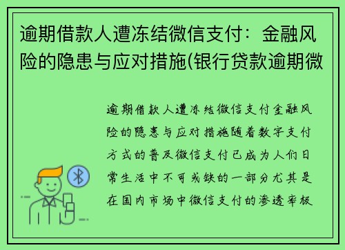 逾期借款人遭冻结微信支付：金融风险的隐患与应对措施(银行贷款逾期微信冻结)